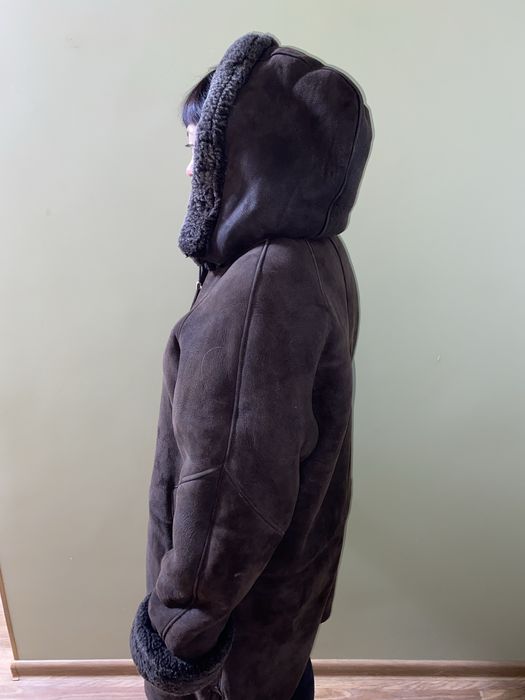 Женская дубленка коричневая р. 48