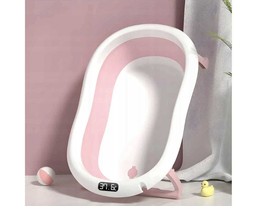Wanienka Dla Dzieci Niemowląt Składana z Termometrem LCD i Poduszką