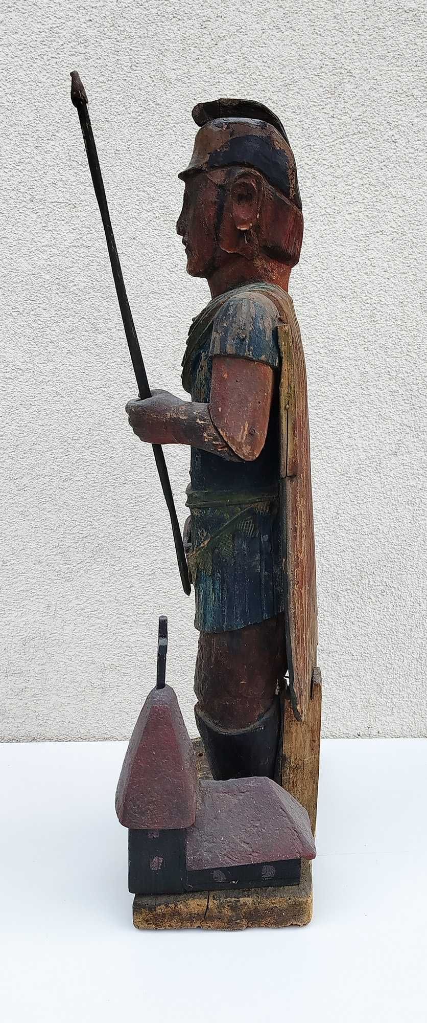 Św. Florian, rzeźba ludowa, drewniana i polichromowana, XIX-wiek