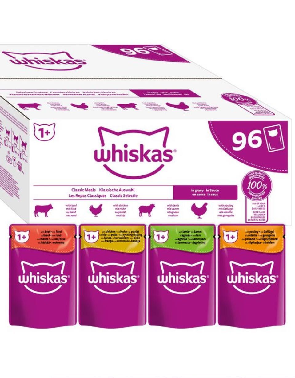Megapakiet Whiskas 1+ Adult, saszetki, 96 x 85 g