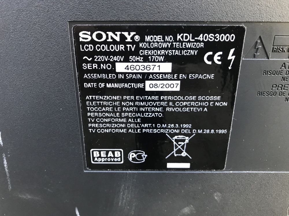 Телевізор 40 дюймів Sony (0043) плазма