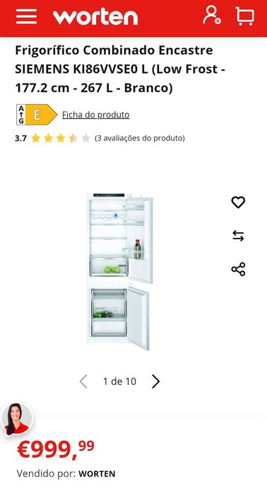 Frigorífico de encastrar Siemens