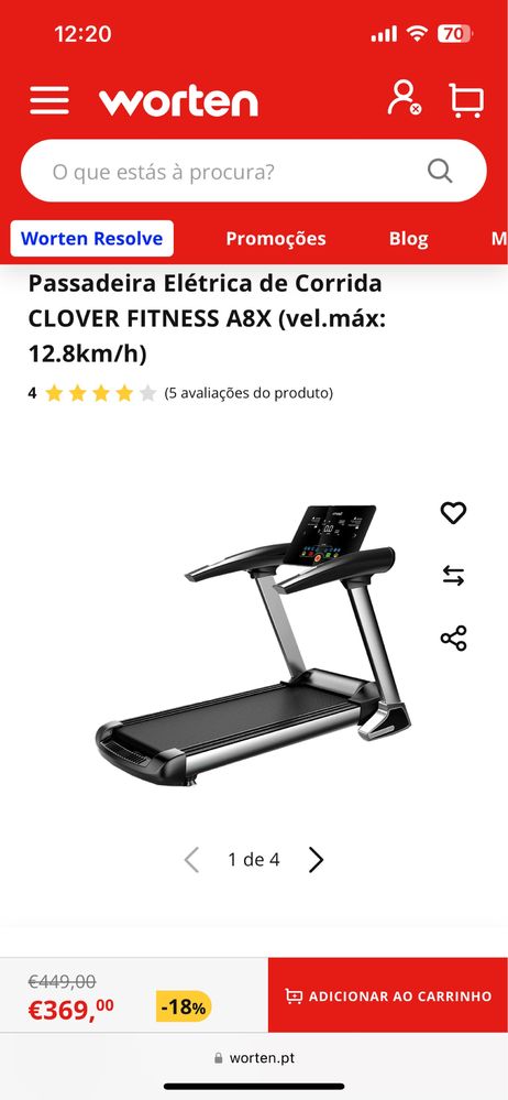 Esteira eletrica Clover Fitness