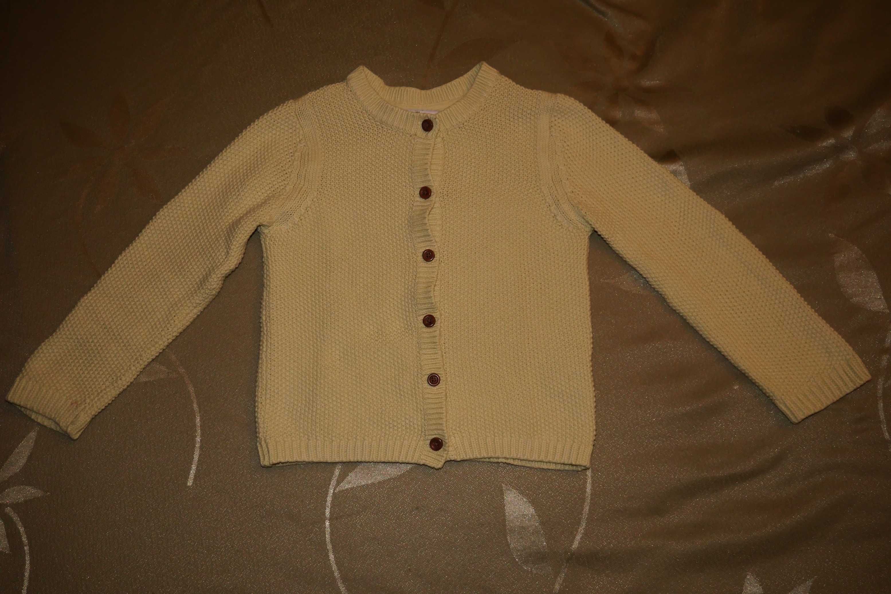 Elegancki ciepły na guziki sweter swetr żółty Marks & Spencer 110 116