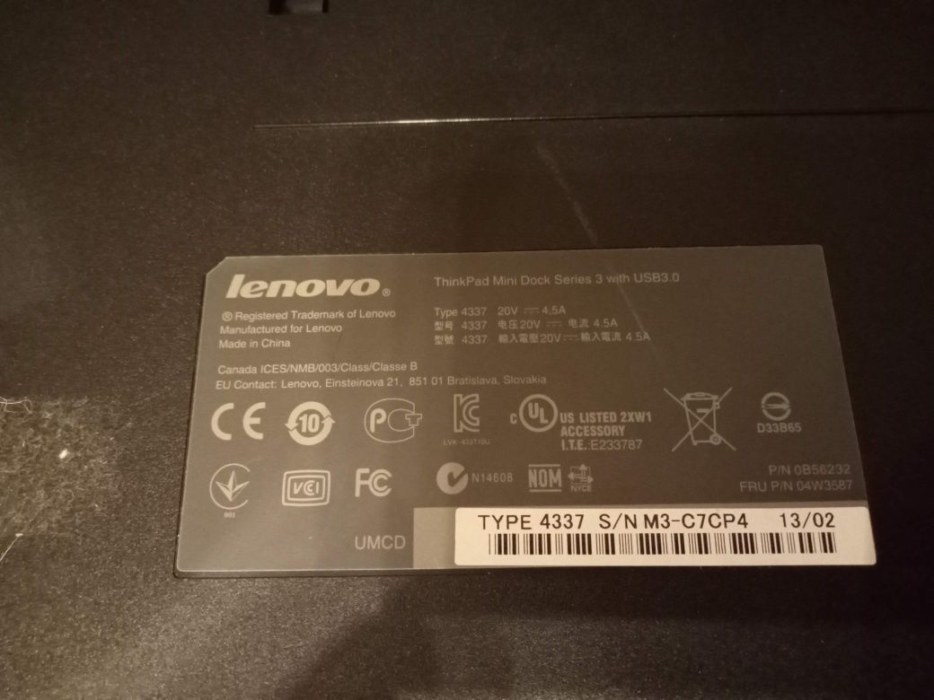 Torba na laptopa Lenovo ThinkPad + stacja dokująca Mini Dock 4337