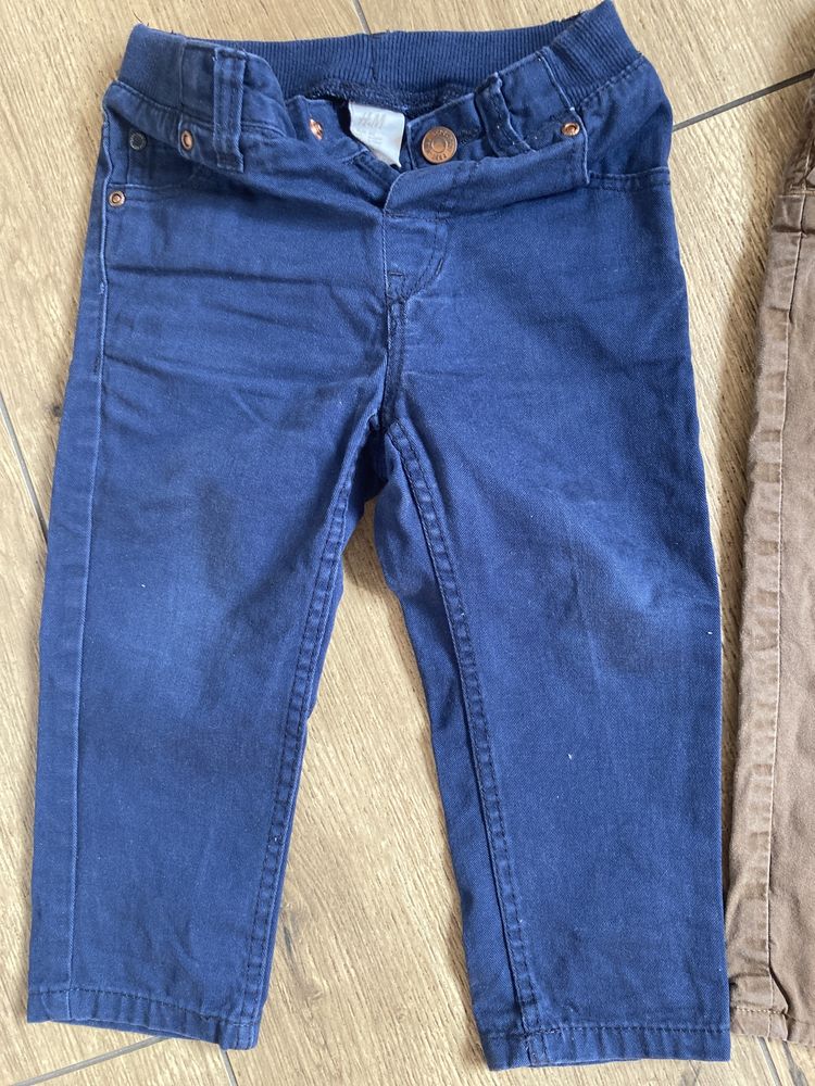 Zestaw 3 szt Spodnie spodenki eleganckie, jeansowe dżinsowe r. 80