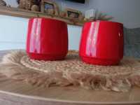 Dwie osłonki ceramiczne na doniczki # czerwone