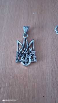 Підвіска герб тризуб з ланцюжком