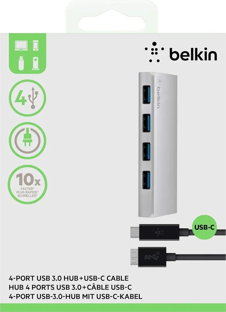 Belkin 4-portowy koncentrator USB 3.0 z kablem USB-C/3.1 Micro-B