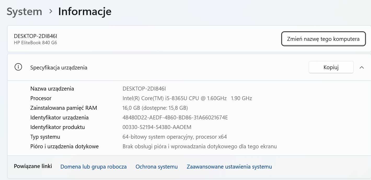 HP EliteBook 840 G6 16GB 512 SSD i5-8365U Nowa bateria Stacja dokująca