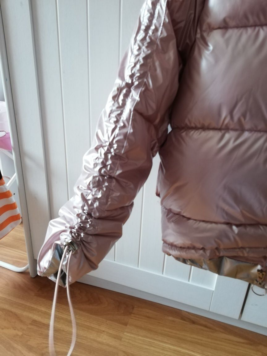 Blusão estilo bomber rosa prateado como novo tamanho M
