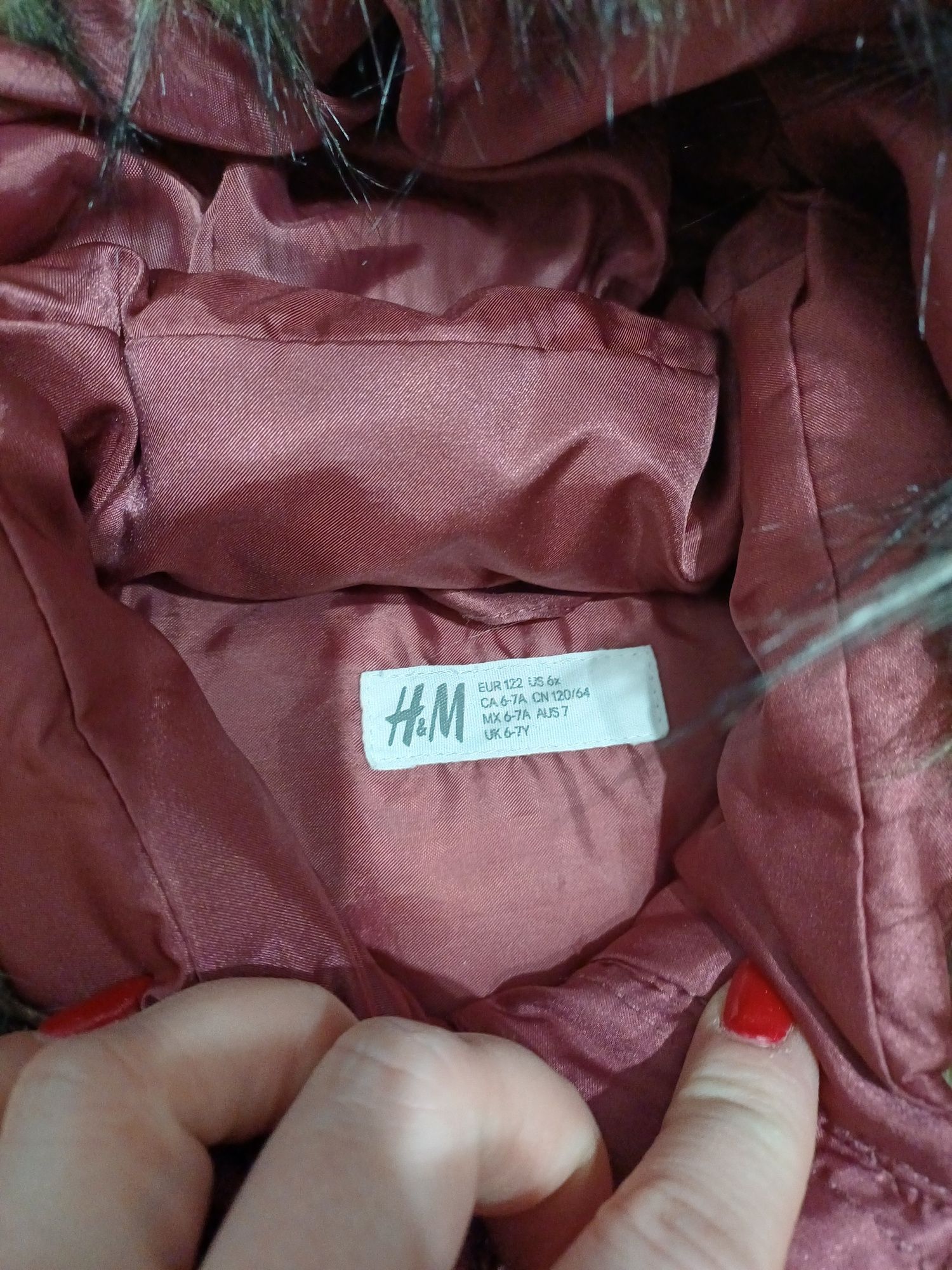Kurtka H&M r.122 bordowa