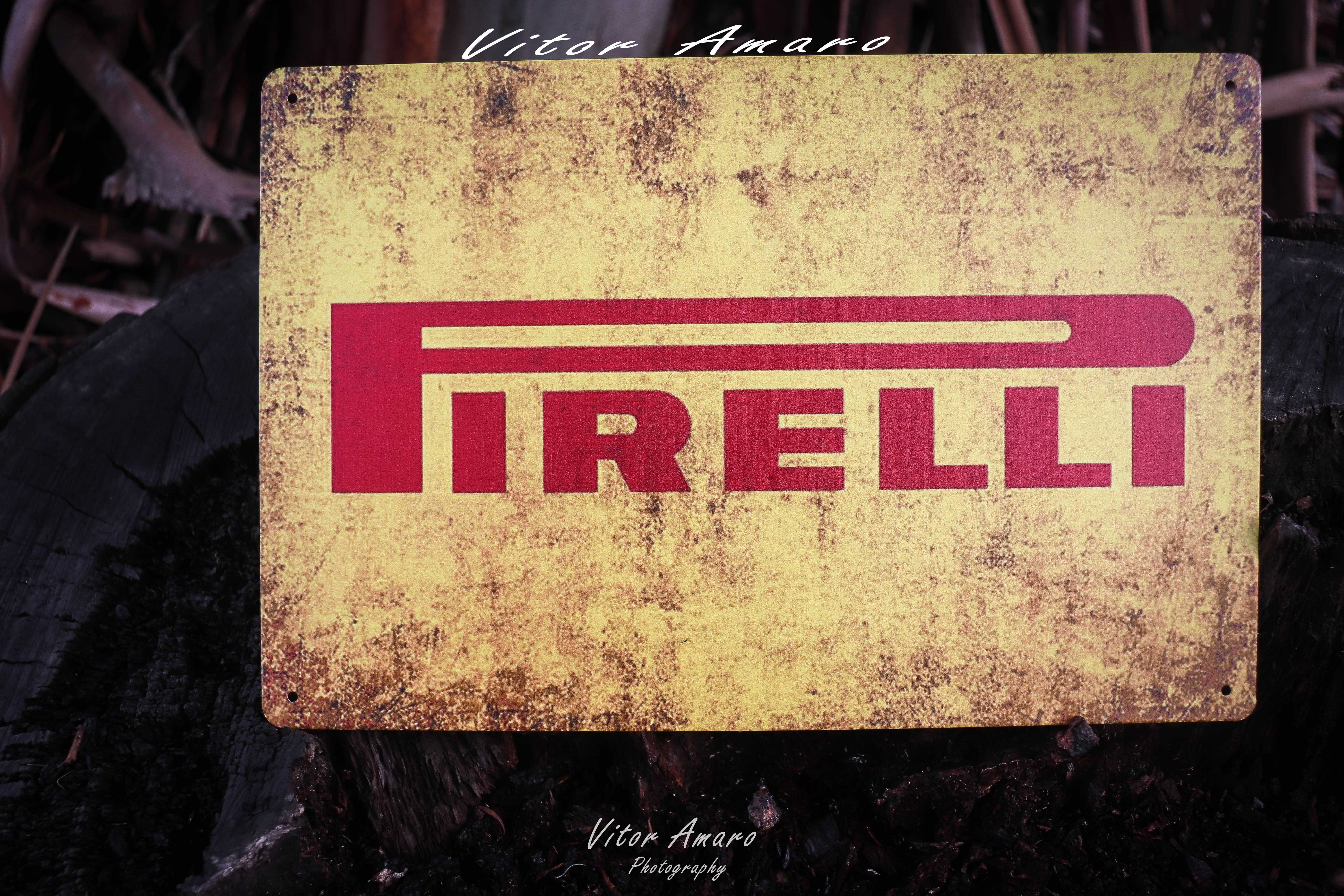 Placa/Chapa de Metal Vintage/Retro Pirelli | NOVA