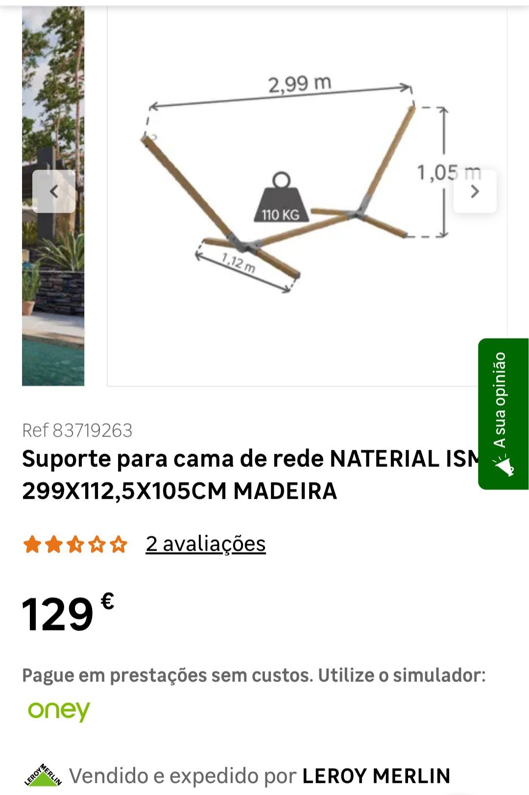 Suporte cama rede jardim