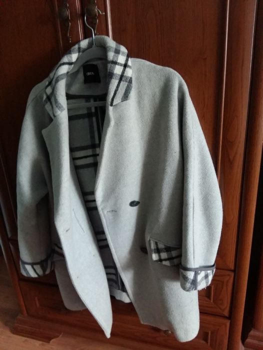 ASOS jasny płaszcz zimowy/ jesienny, 38 M, KRATKA