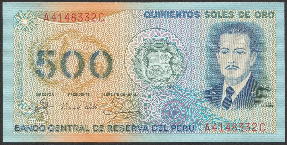 Peru 500 soles 1982 - stan bankowy UNC