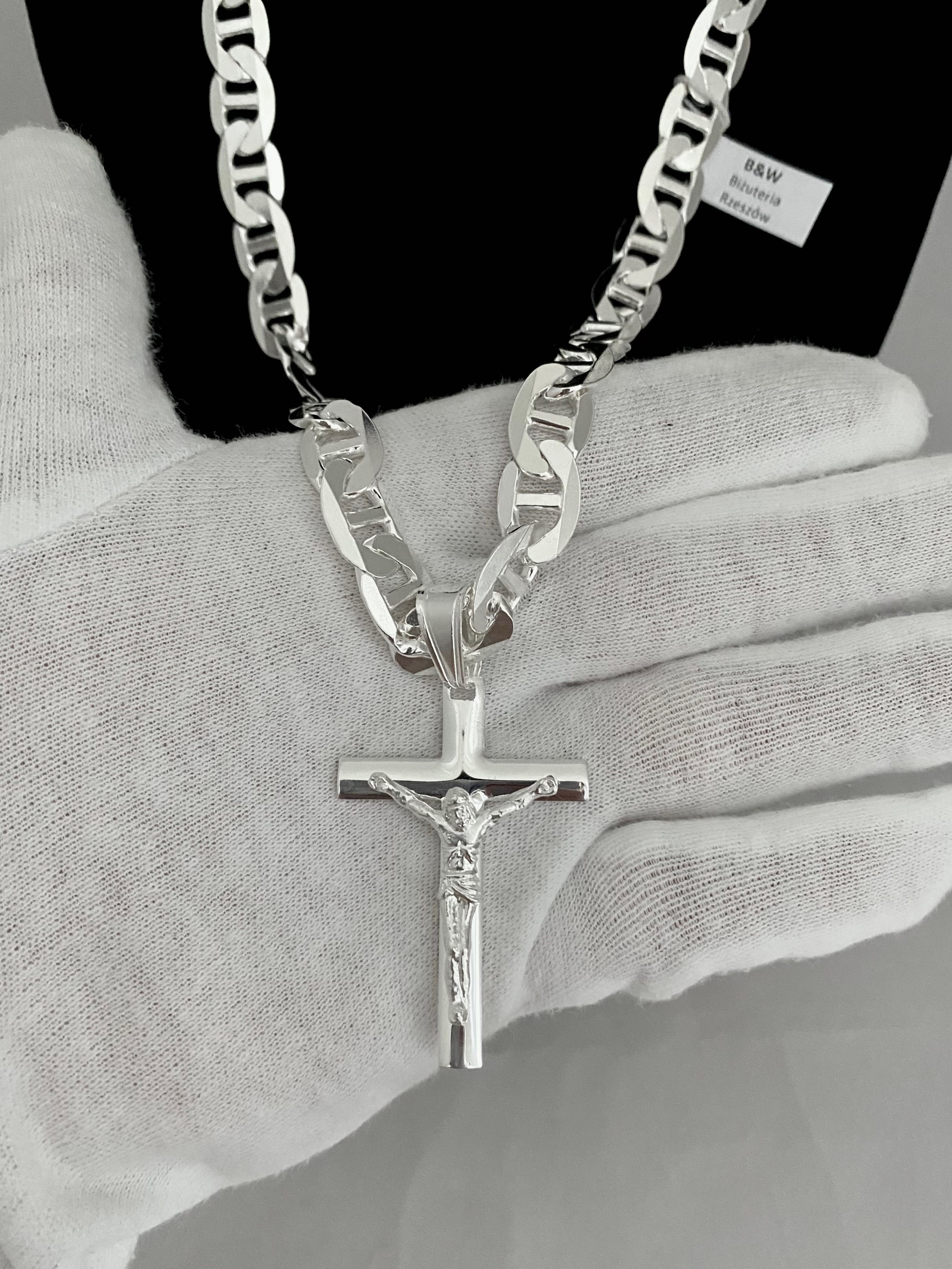 NOWY ŁAŃCUSZEK SREBRNY GUCCI 10,3mm 50cm oraz Krzyżyk próba 925. Sklep