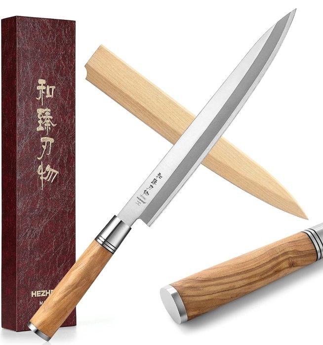 Кухонний Ніж Янагіба 270 мм з Нержавіючої Сталі Olive Wood HEZHEN