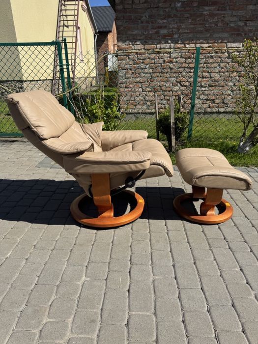 Крісло реклайнер Stressles шкіряне крісло для відпочинку (00103)