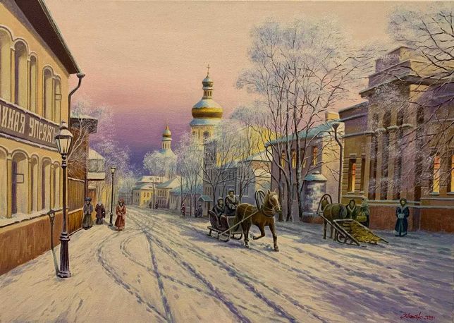 Картина маслом на холсте "Зимний Подол"