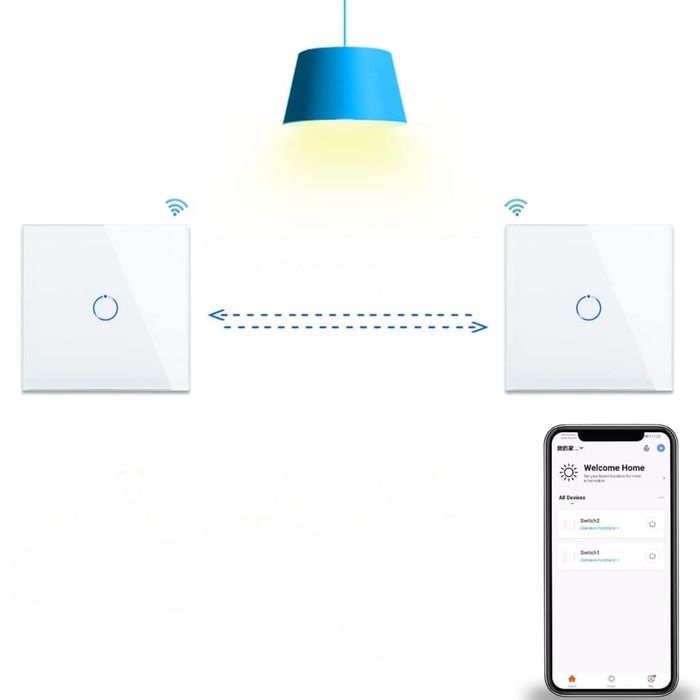 Inteligentny Włącznik Światła WiFi Dotykowy Panel Szklany Alexa Google