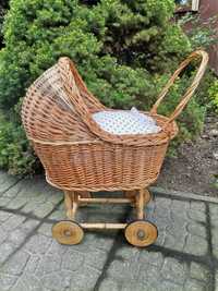 Wózek dla lalki wiklinowy Vintage