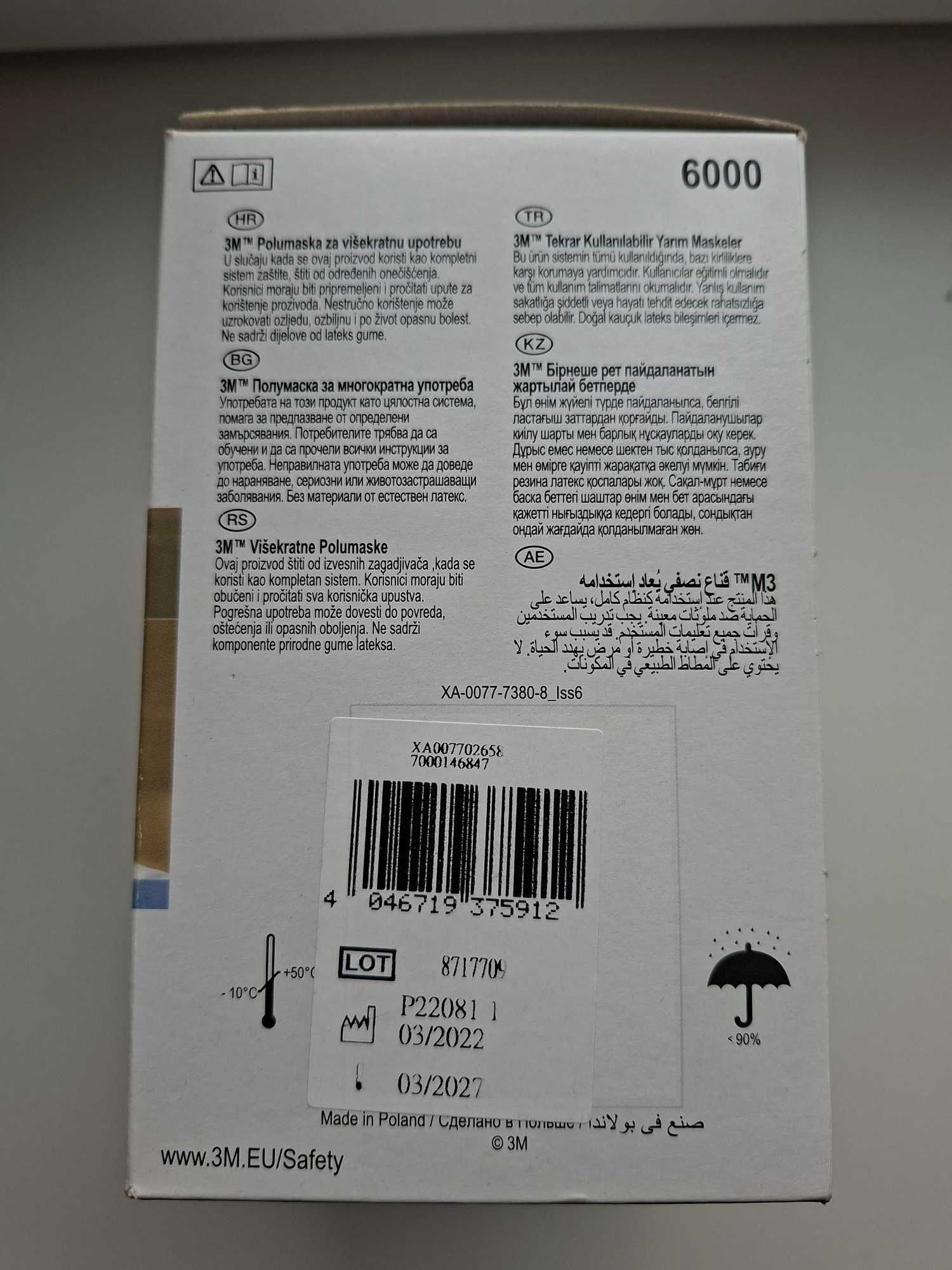 3M Lakiernicza półmaska twarzowa serii 6000 r. M + filtry/pochłaniacze
