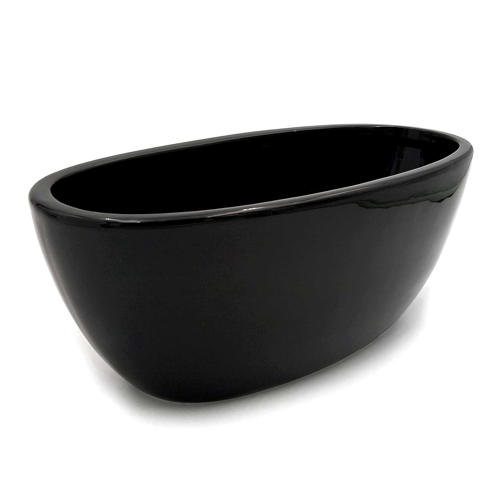 Osłonka ceramiczna czarna doniczka na kwiaty owalna nowoczesna 29 cm