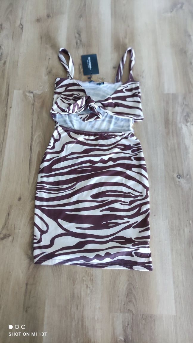 Sukienka 40 plażowa pretty little thing panterka nowa z metką Zara