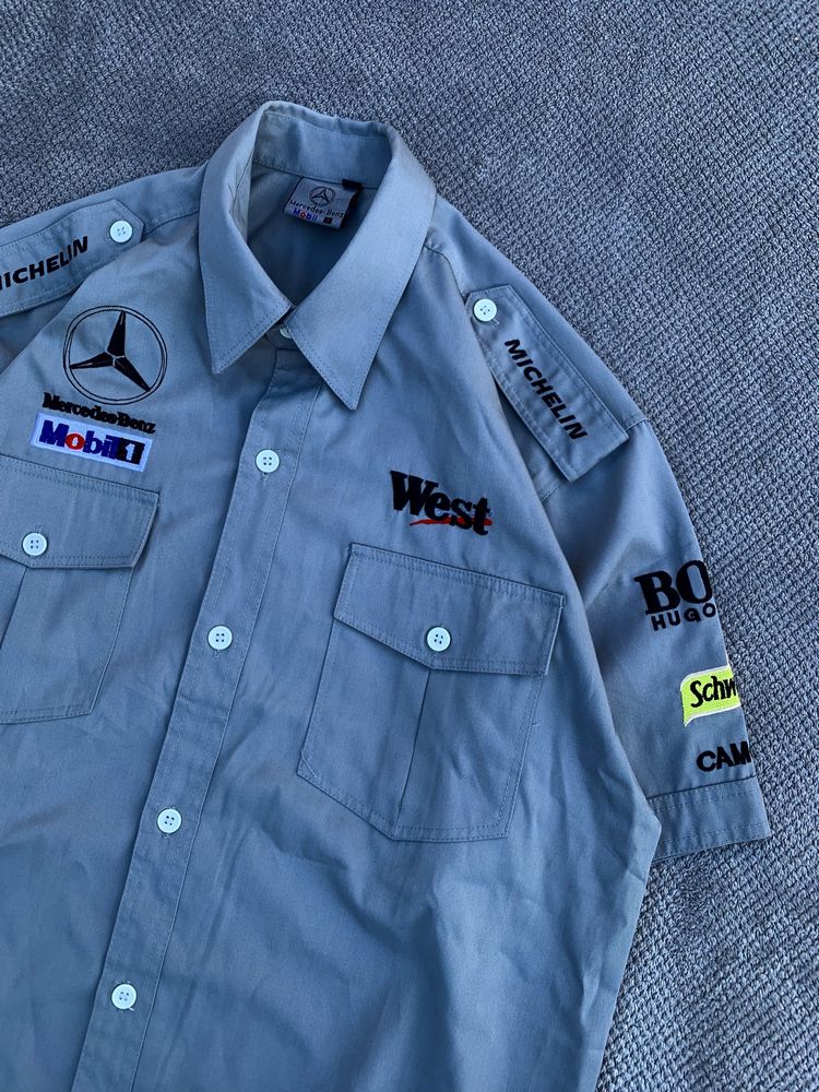 Mercedes Benz Vintage Racing Shirt 90s Size:L-XL Сорочка рубашка F1