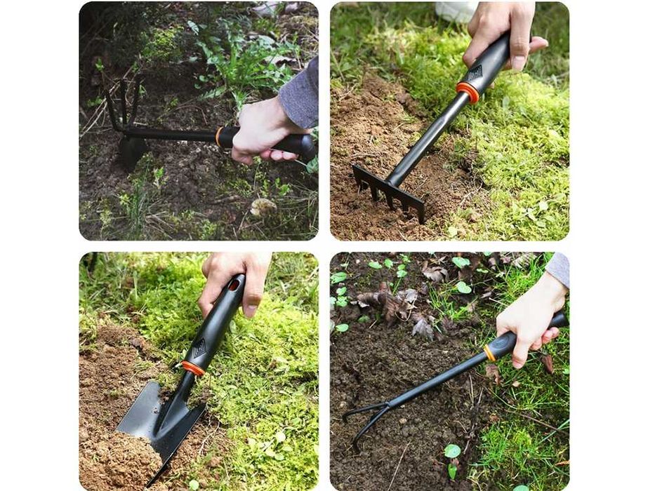 Zestaw narzędzi ogrodniczych do ogrodu łopatka grabki pazurki motyka