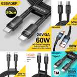 Кабель Essager USB Type-C 50см, Lightning Baseus Toocki Швидка зарядка