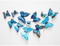 Motylki niebieskie 6 szt ozdoba na tort ścianę Dyi