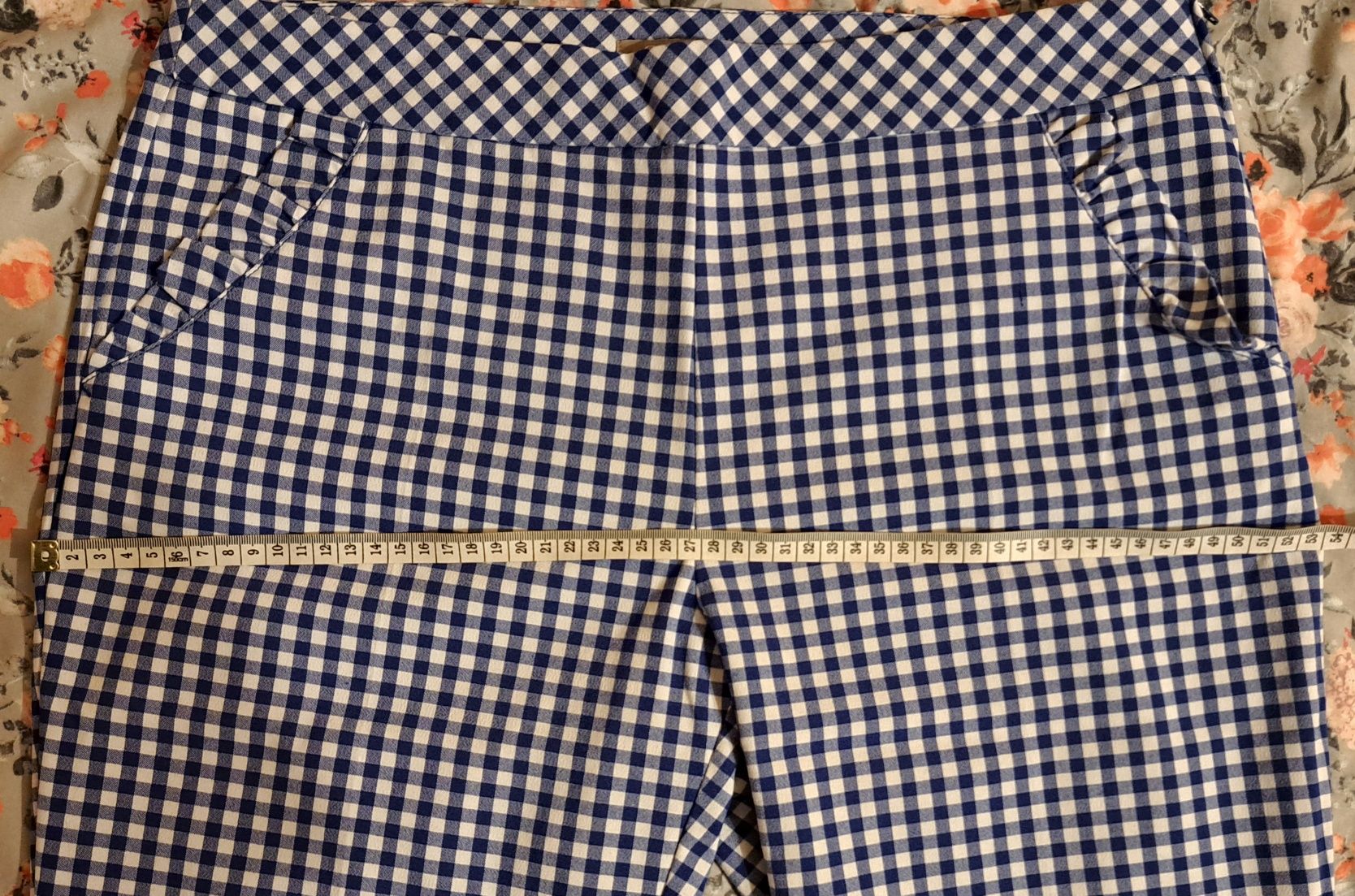 Damskie eleganckie spodnie w kratę 7/8 cropped Orsay