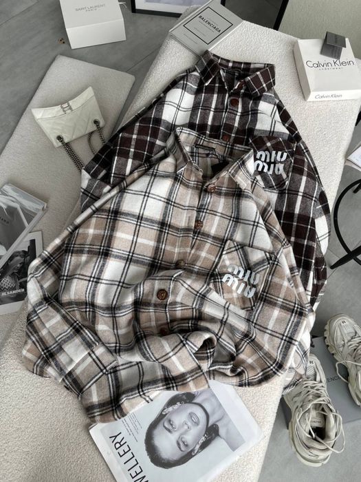 Рубашка женская в клетку Кашемир /сорочка жіноча кашемірова