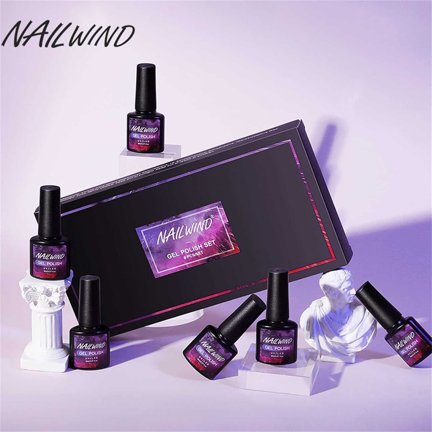 zestaw lakierów do paznokci hybrydowych 6x8ml nailwind gel polish set