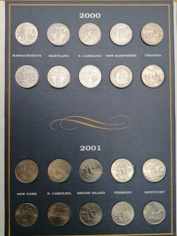 Monety 25 centy 50szt, 1/4 dollar quarters USA, cz.1