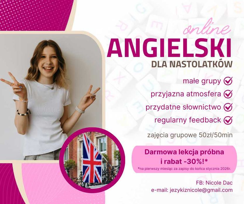 Angielski - korepetycje, konwersacje dla nastolatków z absolwetnką UWr