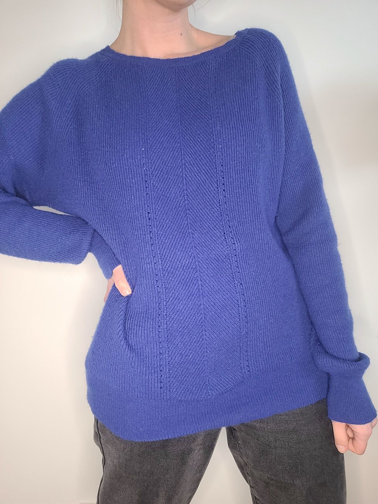 Chabrowy sweter oversize angora vintage