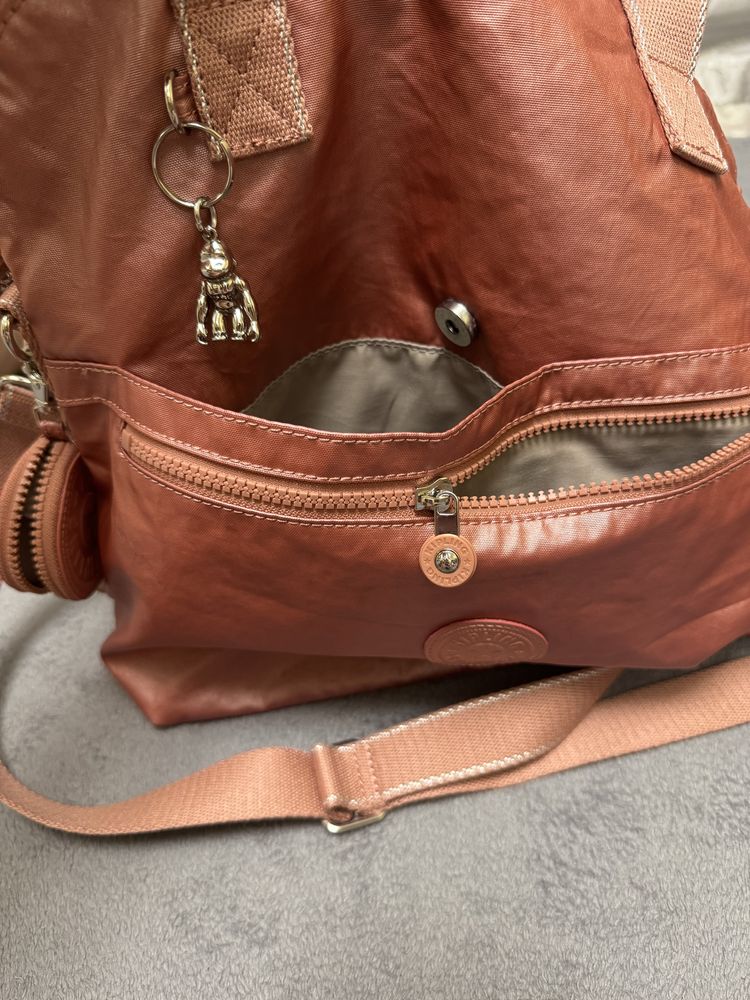 Kipling Adila Metallic Rust With Monkey Tagged