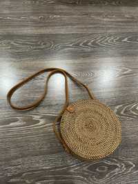 Плетена сумка з соломи ротанга коричнева сумочка