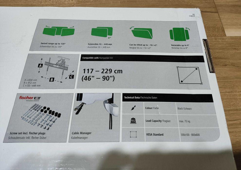 Uchwyt HAMA 118626 Fullmotion XL VESA 800x600 46''-90''