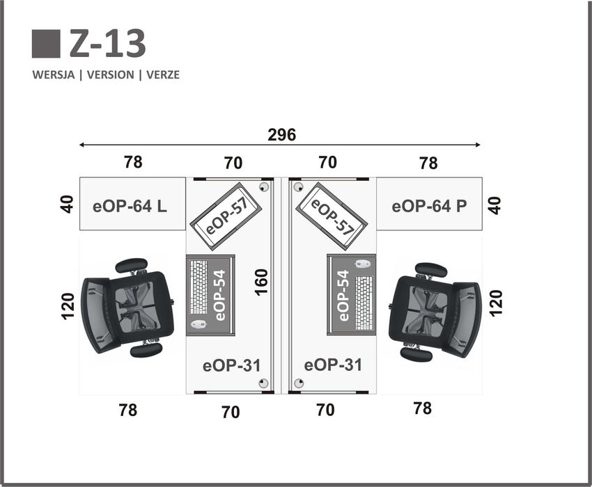 Dwa biurka 160 cm, dwa stanowiska, meble od producenta