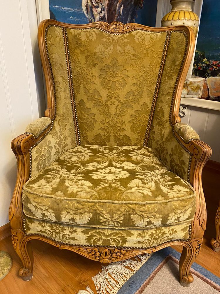 Retro antyczny w stylu ludwik zestaw wypoczynkowy sofa dwa fotele