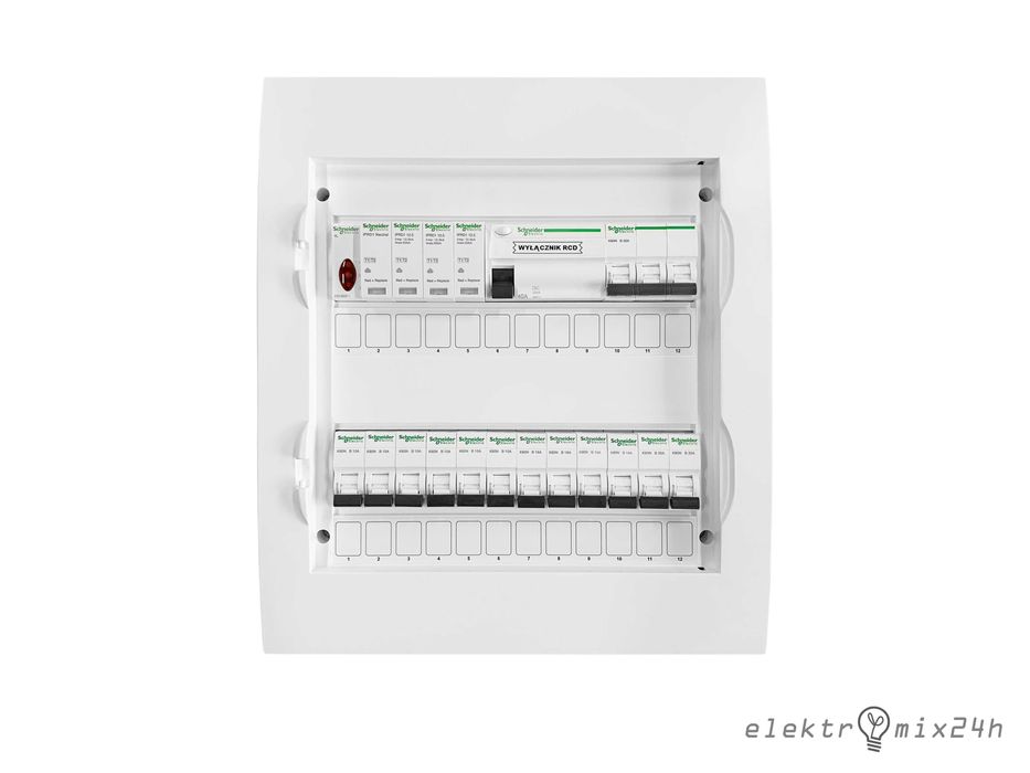 Rozdzielnica elektryczna podtynkowa z zabezpieczeniami 2x12 modułów