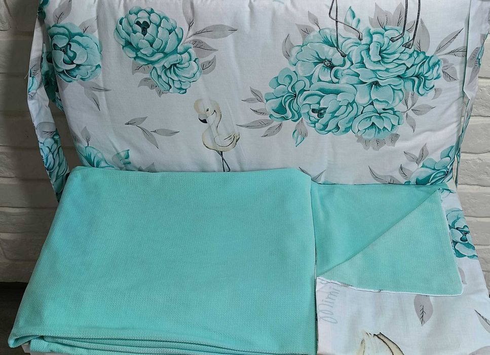 Pościel 3 elementowa 135x100 cm VELVET MIĘTA+ PEONIE MIĘTA MIMINU