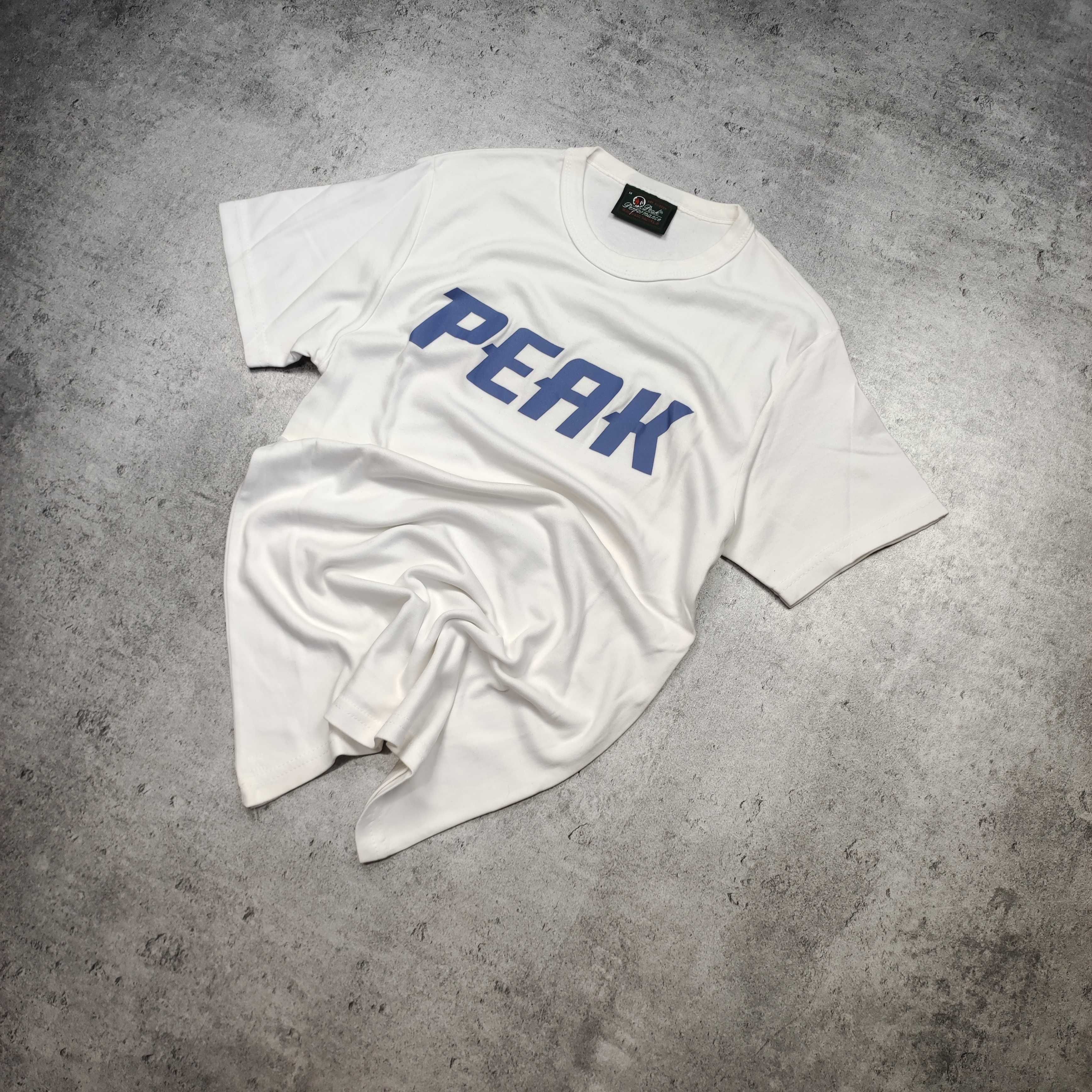 MĘSKA Koszulka PEAK Performance Biała Klasyczna Trekking Duże Logo