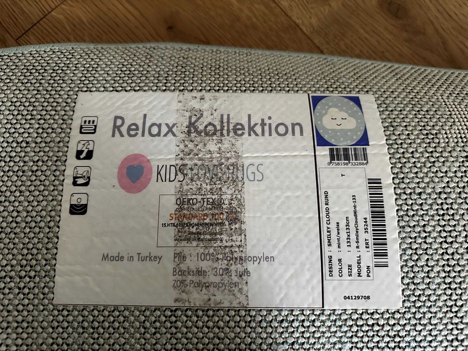 Dywan okrągły do pokoju dziecięcego Miętowy Chmurka