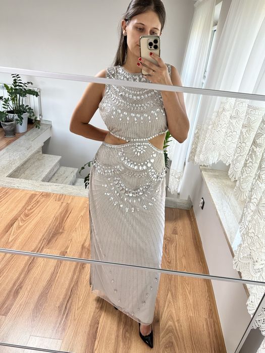 Sukienka cekinowa ASOS rozmiar 44 wesele poprawiny bogato zdobiona