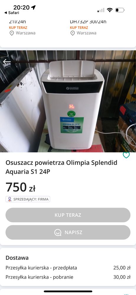 Osuszacz powietrza aquaria olimpia splendid